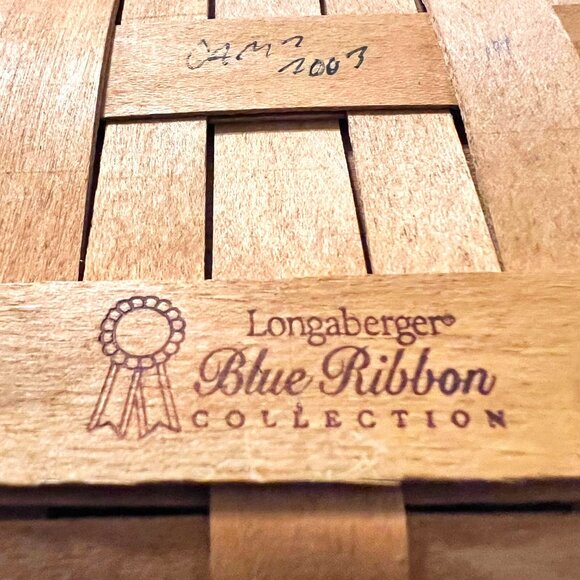 Longaberger 2003- Blue Ribbon Collection Canning Basket-Blue/White/Plastic-Plaid - Picture 15 of 16